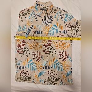Tasso Elba Colorful Leaf Pattern Shirt